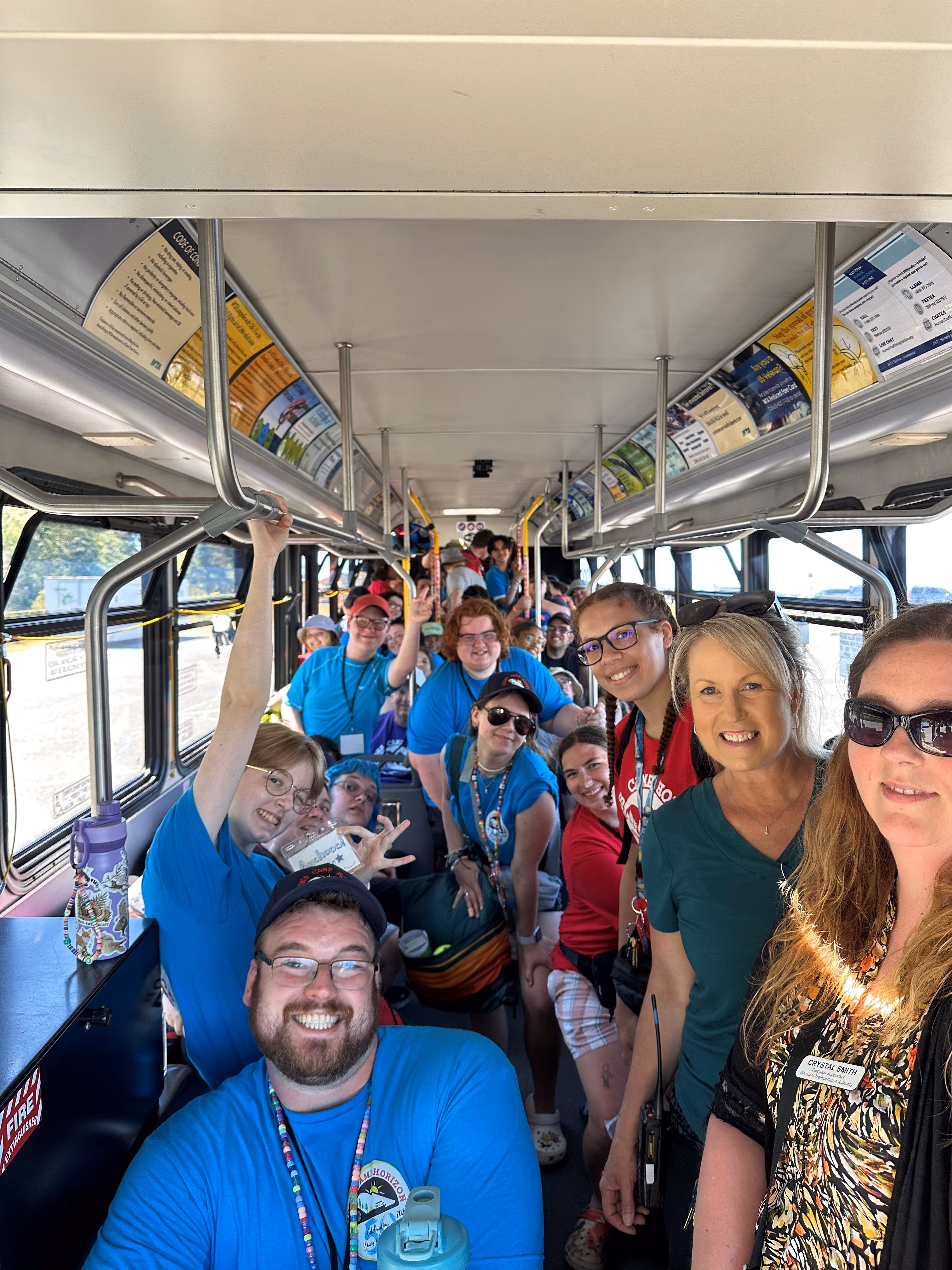A bus full of campers and counselors